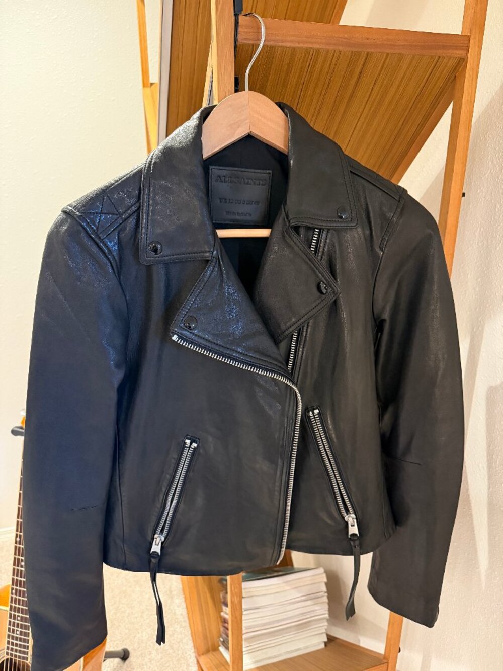 AllSaints Dalby Leather Biker Jacket – Black – US 6 / UK 12 / EU 40 – Excellent